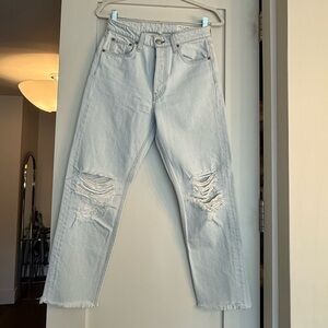 Rag & Bone Maya High Rise Ankle Slim Distressed Light Wash 27